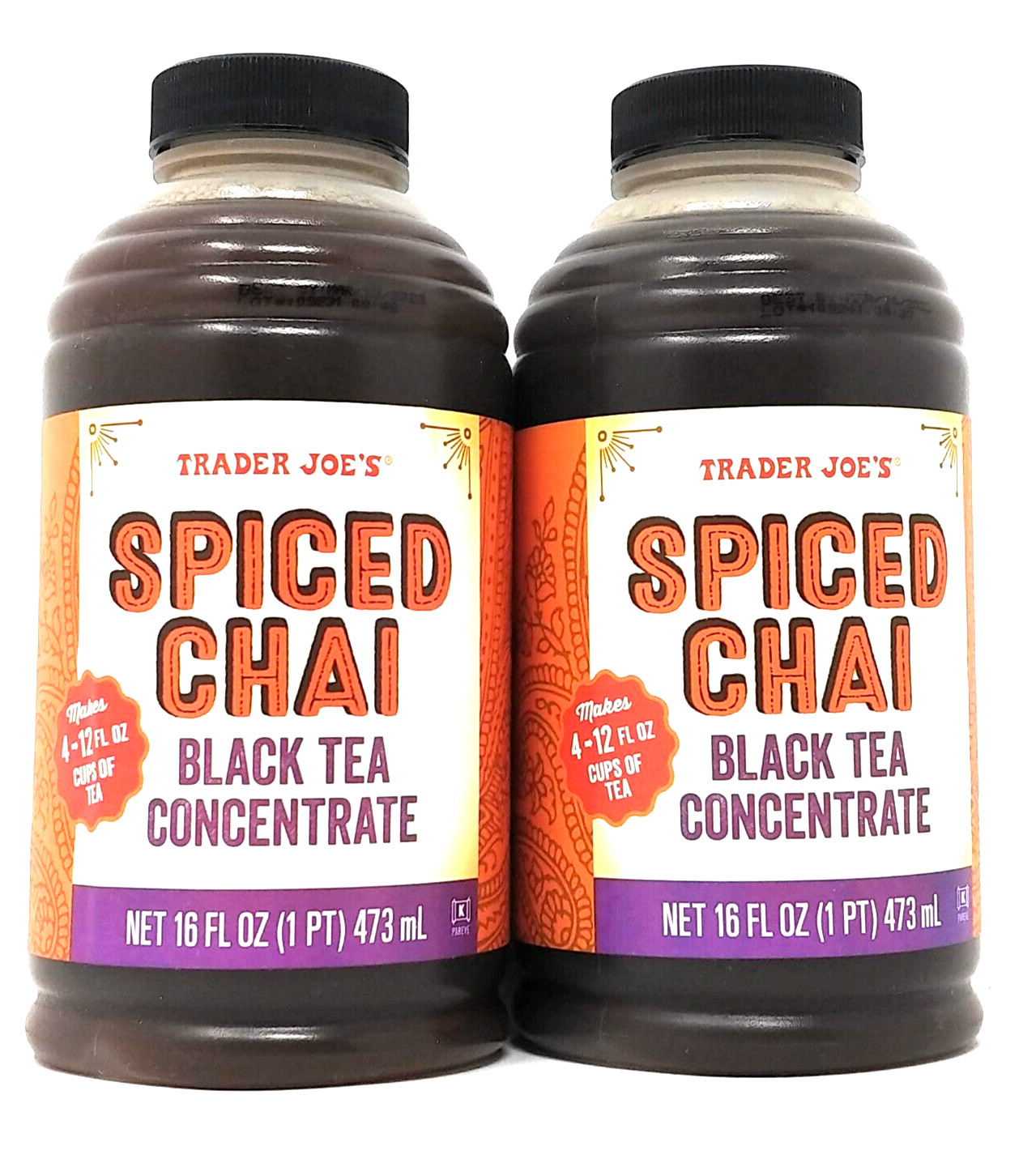 2 Packs Trader Joe’s Spiced Chai Black Tea Concentrate 16 FL OZ Each Pack