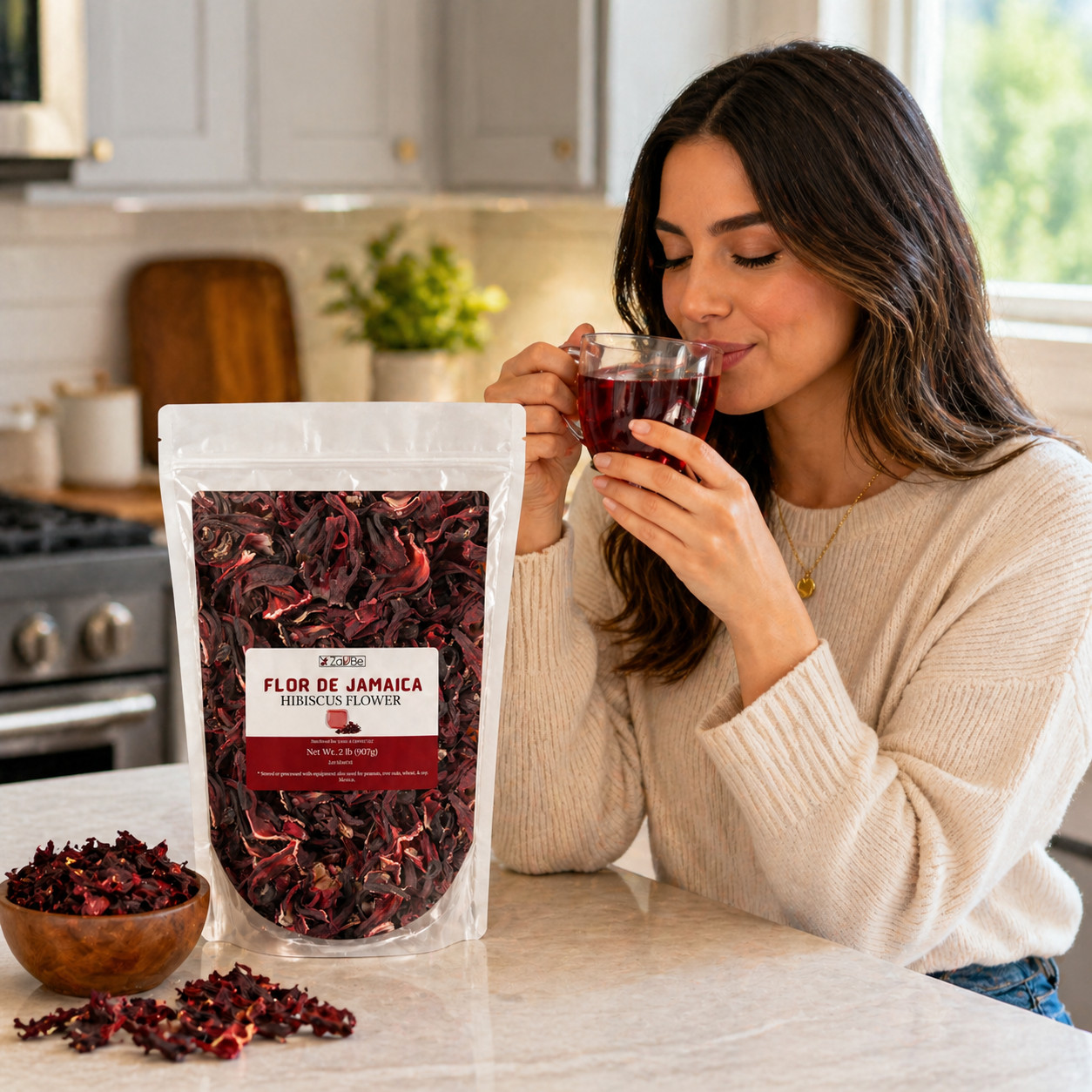 ZAVBE Hibiscus Tea Dried Hibiscus Flower, Loose Leaf, Sifted, Flowers & Petals