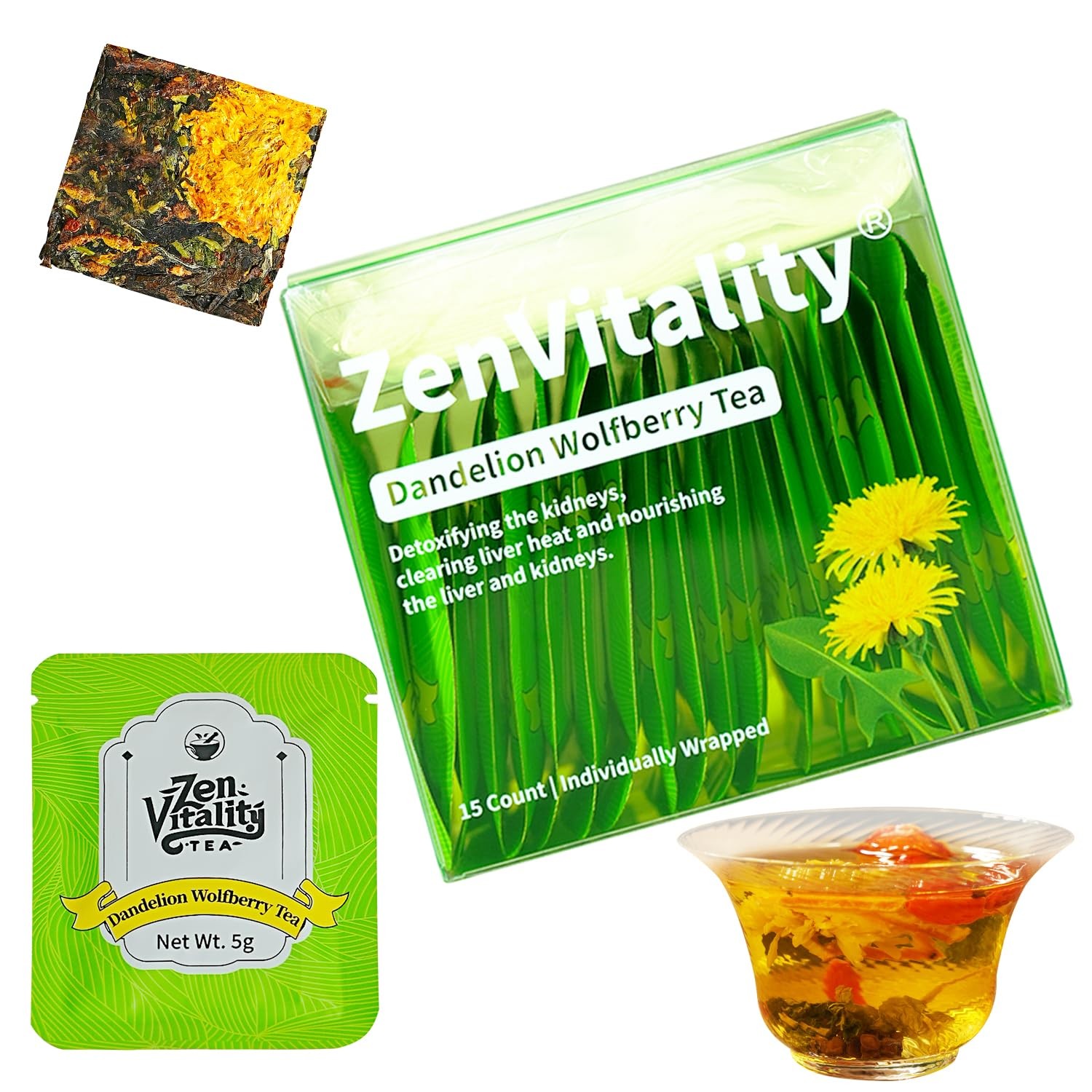 ZenVitality® Organic Dandelion Wolfberry Tea For Diabetics Supports Healthy B…