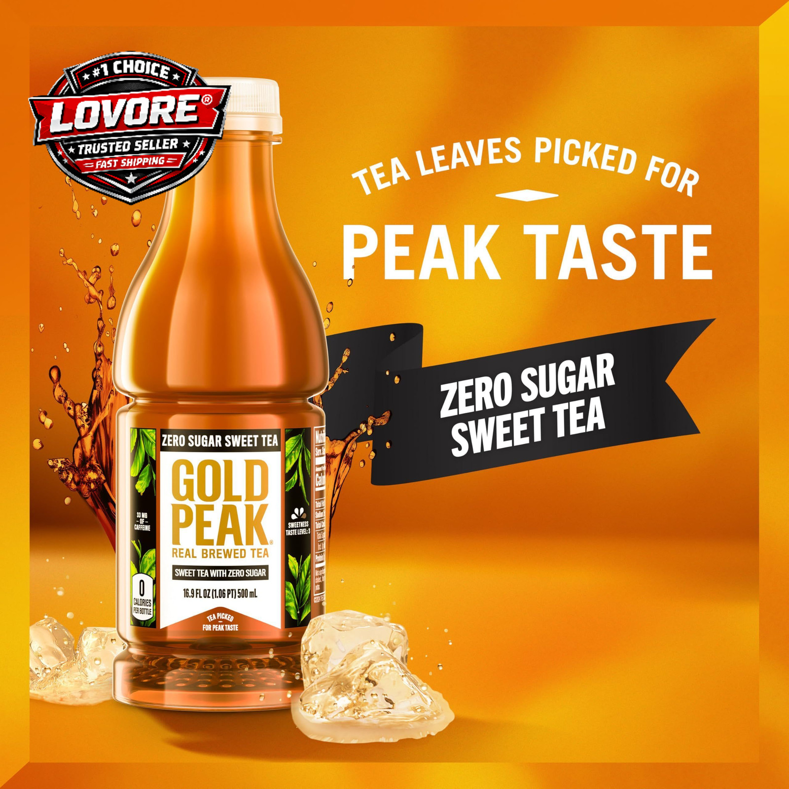 Gold Peak Iced Tea, Zero Sugar Sweet Tea Bottles, 16.9 Fl Oz (Pack of 6)