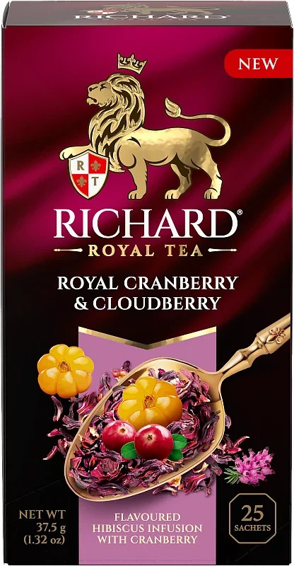 Royal Cranberry Cloudberry Flavoured Hibiscus infusion Tea 25 sachets Russia RF