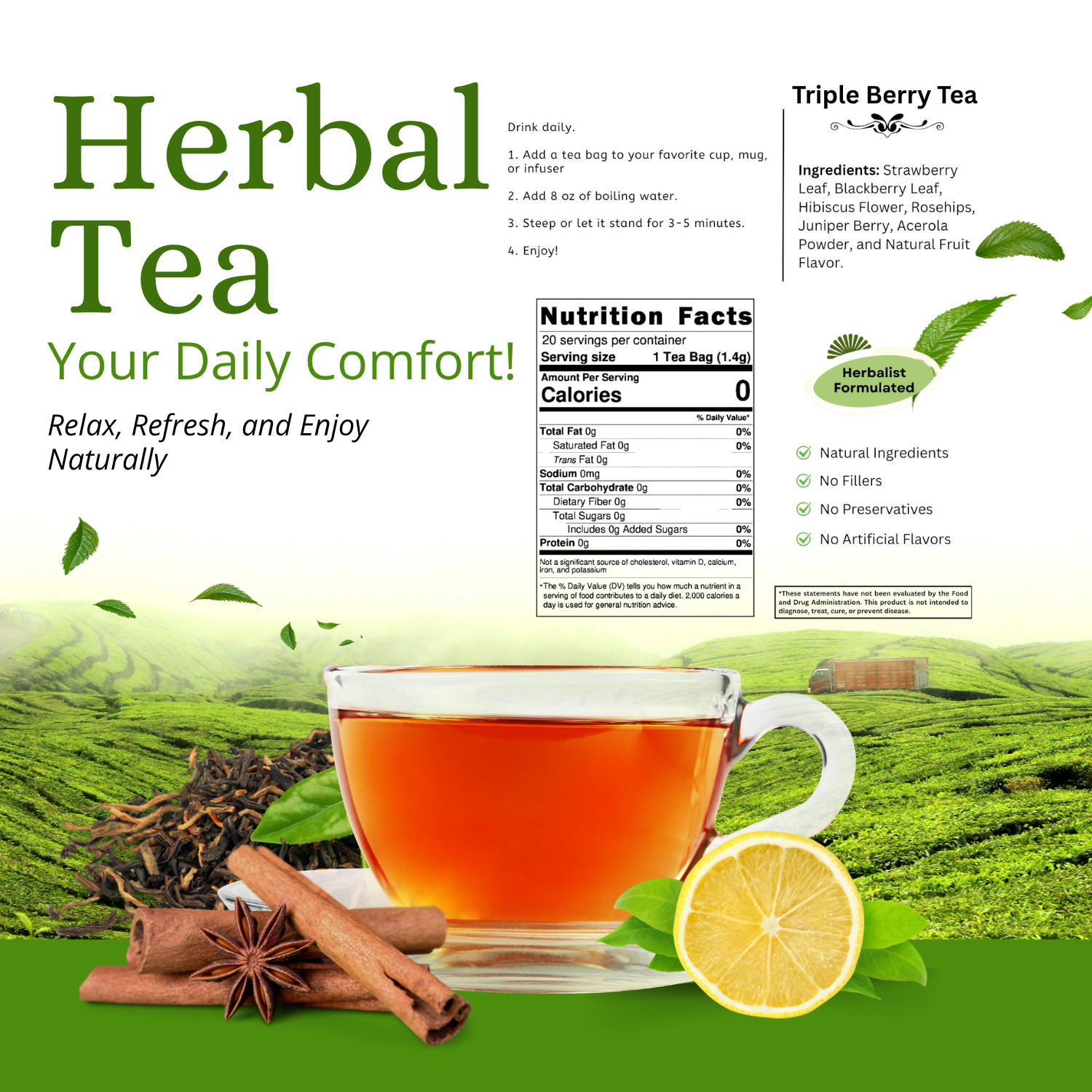 Triple Berry Tea – Fruity & Refreshing Herbal Blend