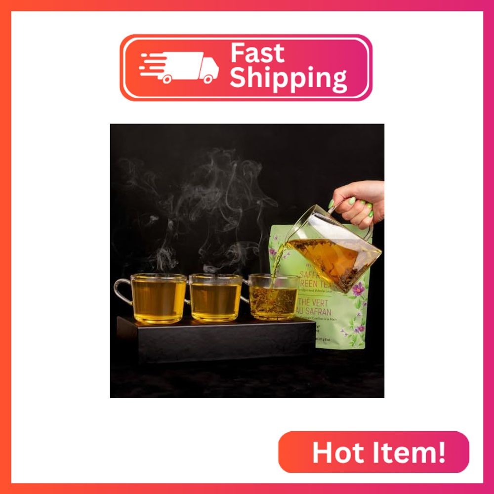 Eupherbia Saffron Green Tea, Handpicked, Highland Grown Whole Leaf Tea, Enriched
