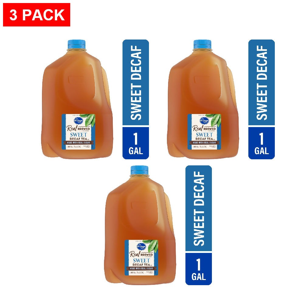 Kroger Real Brewed Decaffeinated Sweet Iced Tea Gallon 1 gal – Pack of 3