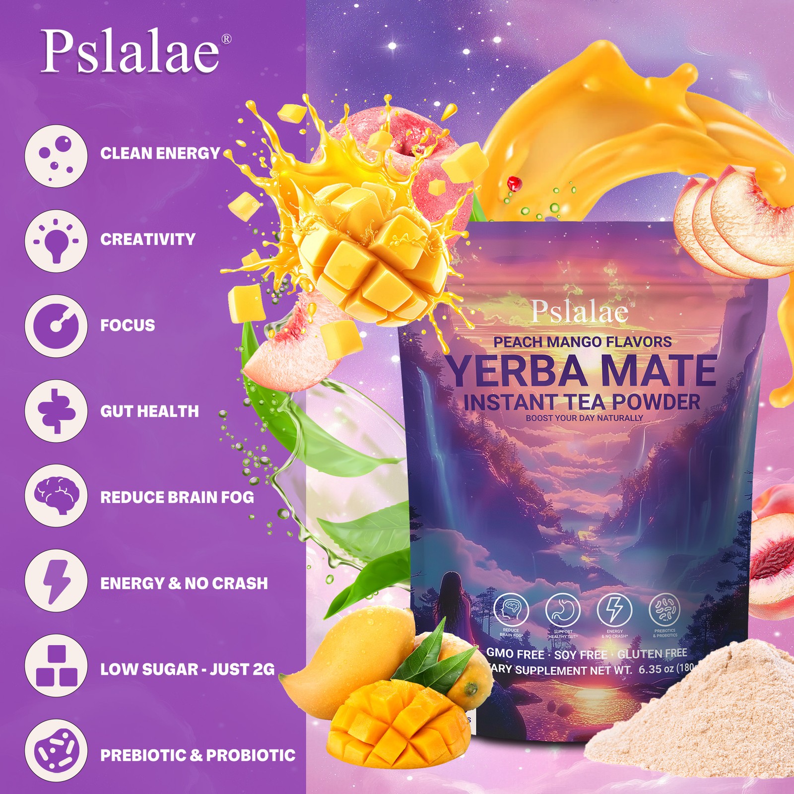 Yerba Mate – Instant Tea Powder,Gut Health, Focus, Energy Support – 30 Servings