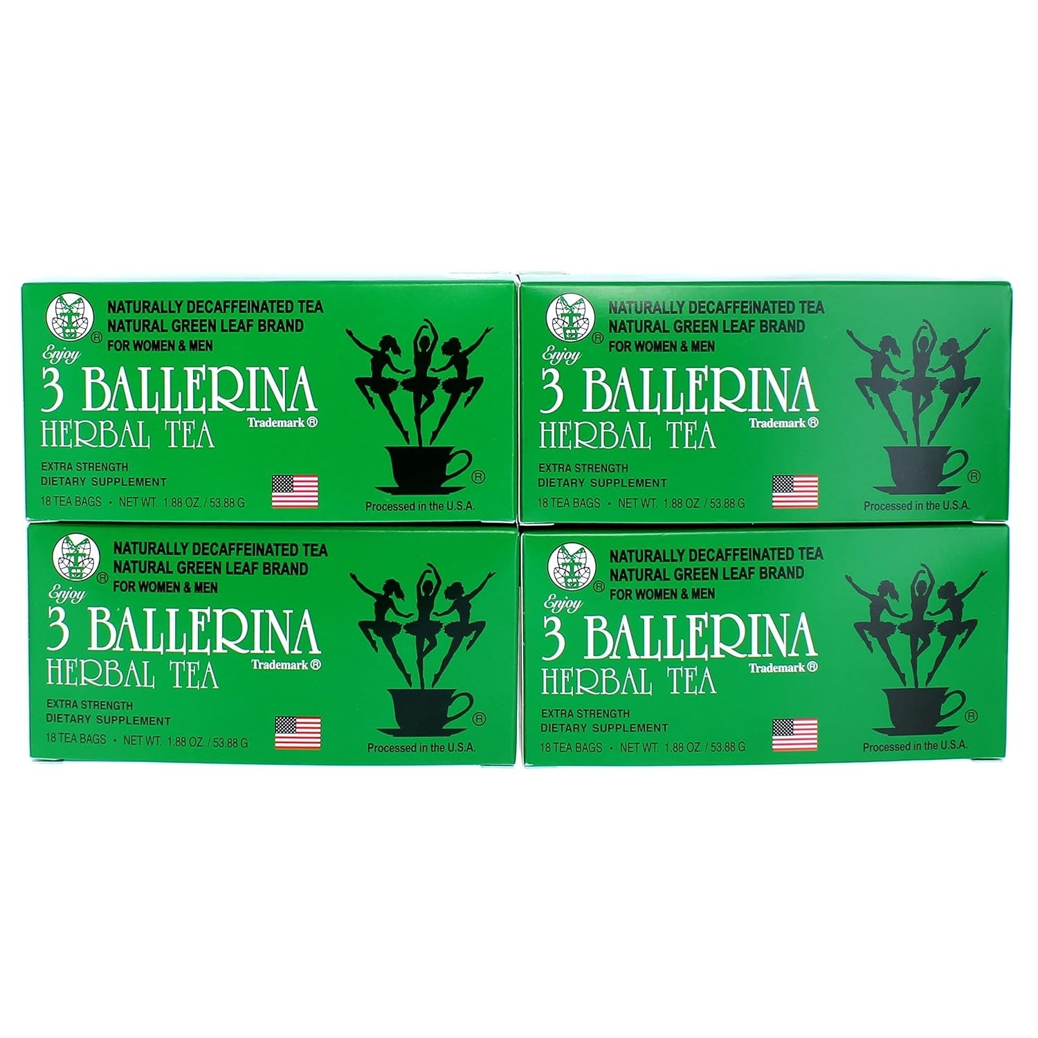 3 Ballerina Herbal Tea Drink Extra Strength Herbal, 18 Count (Pack of 4)