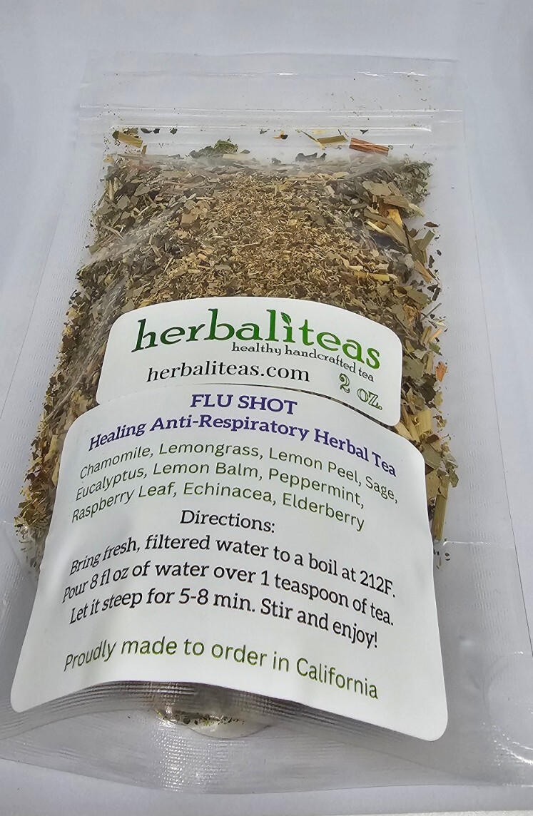 FLU SHOT HEALING Anti-Respiratory Herbal Loose Leaf Tea Blend 2 oz