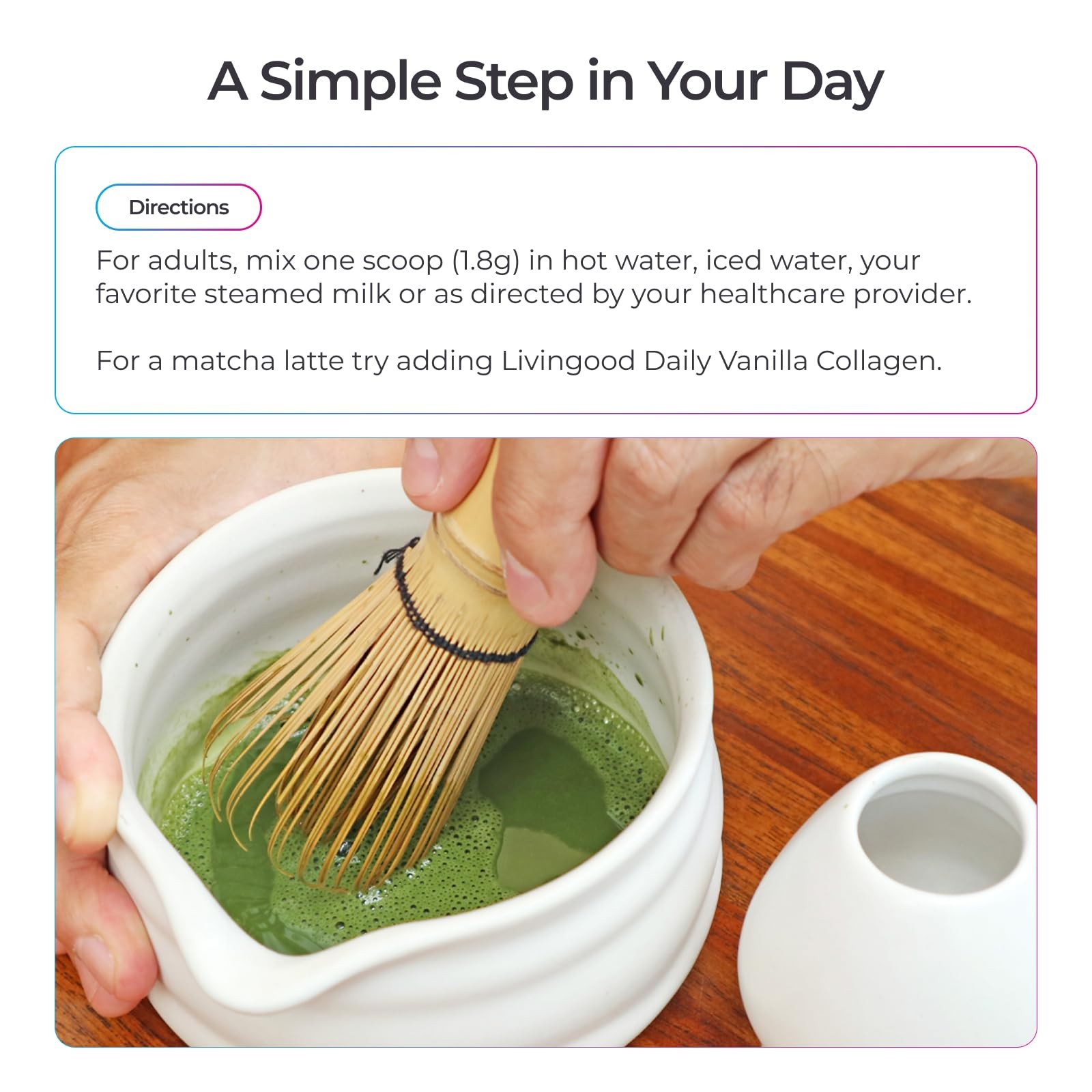 Livingood Daily Matcha + Moringa Powder, 30 Servings 2in1 Matcha Powder and …