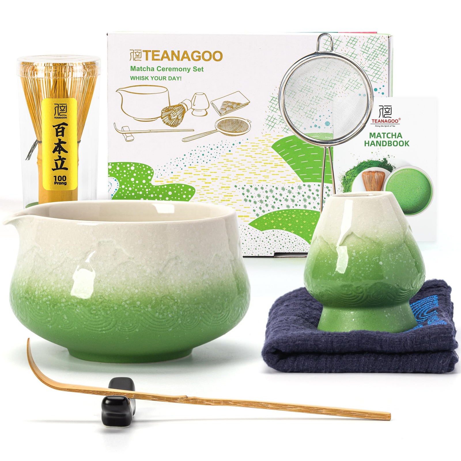 7 Pcs Matcha Whisk Set,Green Matcha Set, Ceremony Matcha Powder Kit,Matcha Te…