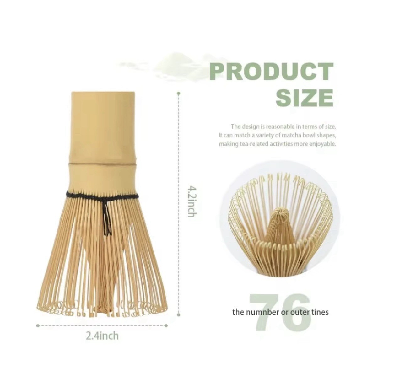 Japanese 120 Prong Natural Color Bamboo Matcha Whisk Green tea Stirrers Chasen
