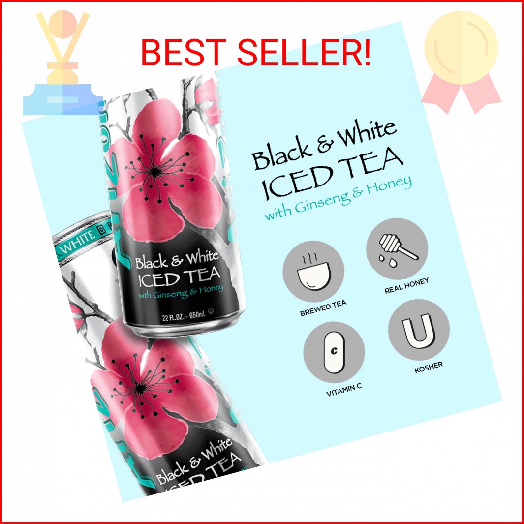 AriZona Black and White Tea – Big Can, 22 Fl Oz (Pack of 12)