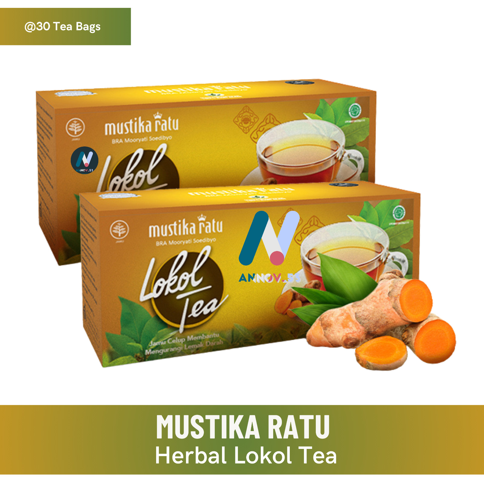 MUSTIKA RATU Lokol Tea Herbal Turmeric Curcumin Lower Cholesterol Healthy 2Pax