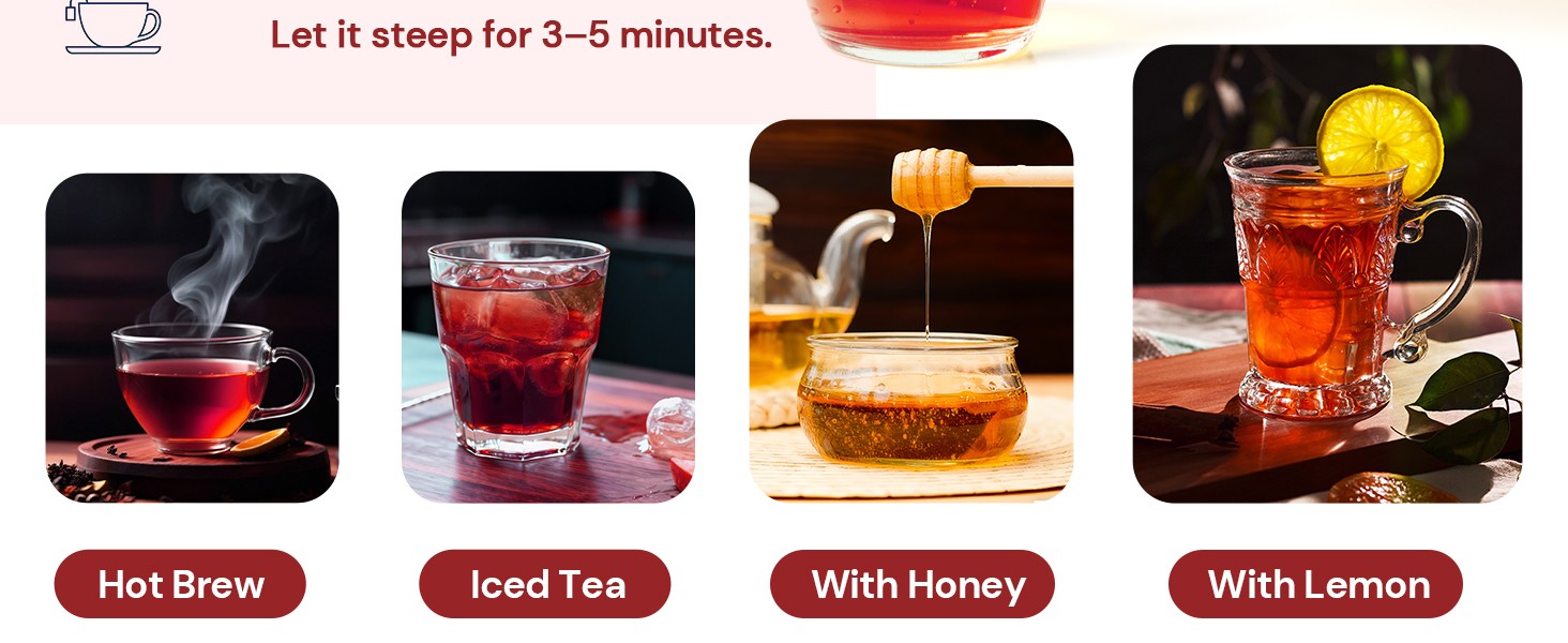 Hibiscus Tea Bags, Hibiscus Flower Herbal Tea – Rich in Vitamin C, Caffeine