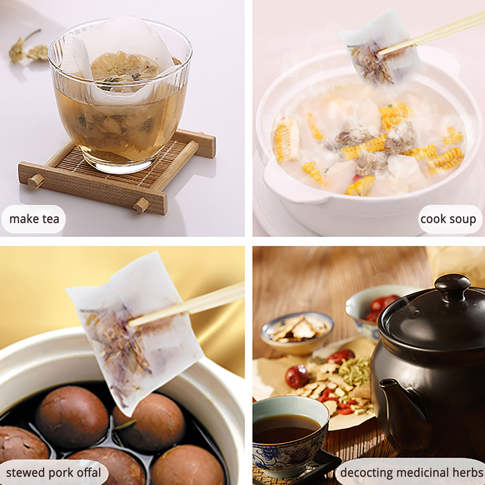 Assorted Sizes Non-woven Empty Teabags Heat Seal Filter Bag Loose Herbs Teabag