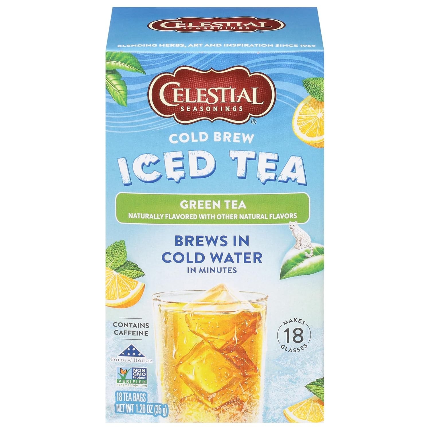 Lemongrass & Mint Cold Brew Green Iced Tea 18 Count for Energetic Sipping