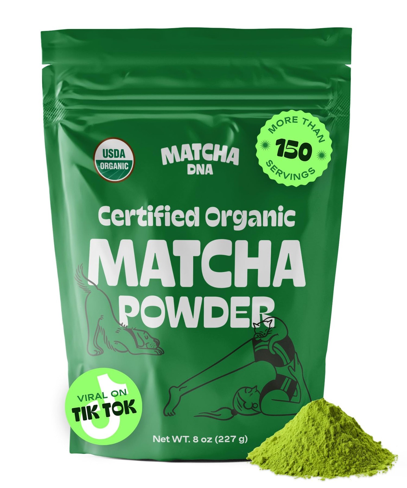 MATCHA DNA Certified Organic Matcha Green Tea Powder 8 oz BAG