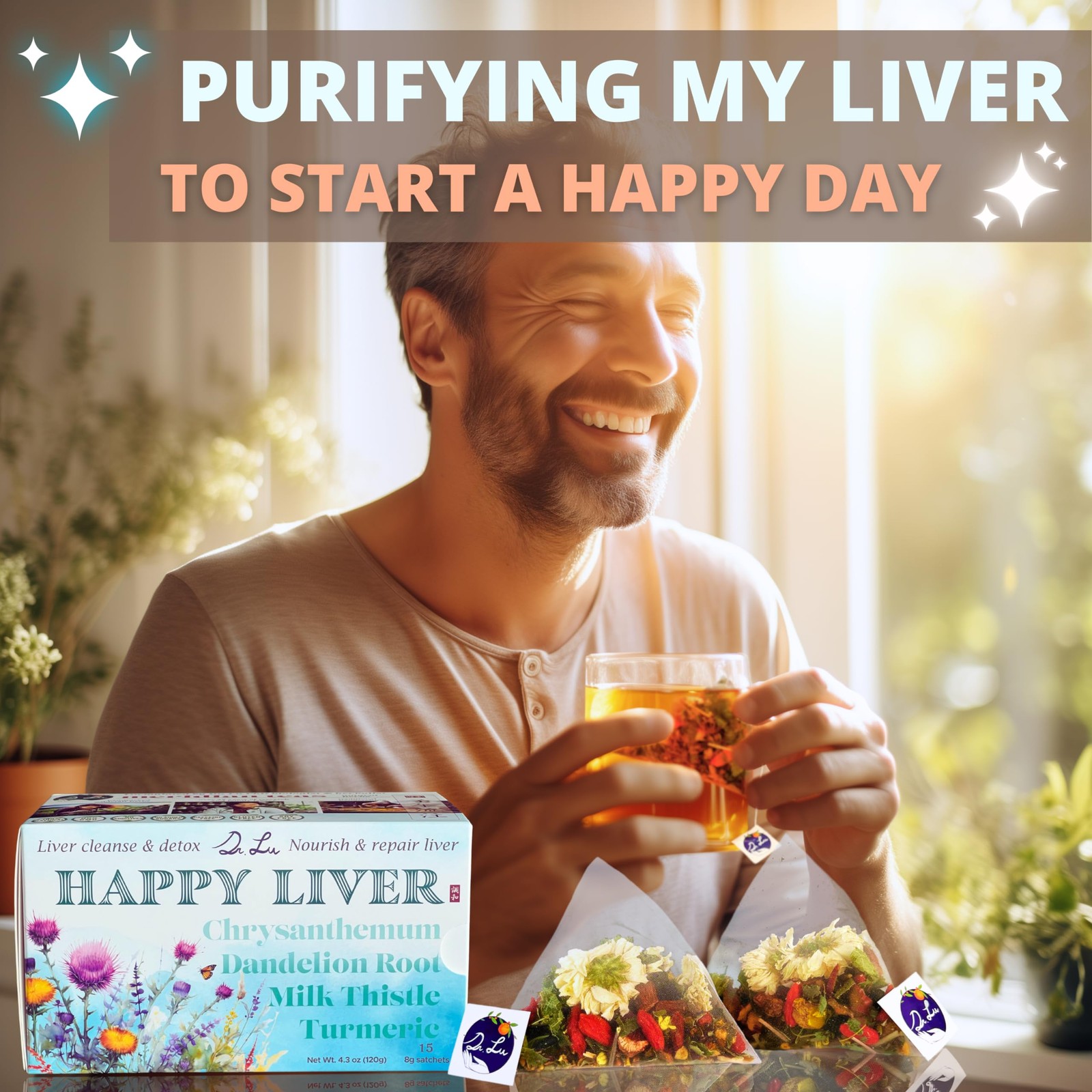 Natural Liver Detox Tea | Milk Thistle, Turmeric, Dandelion Blend | Made in USA