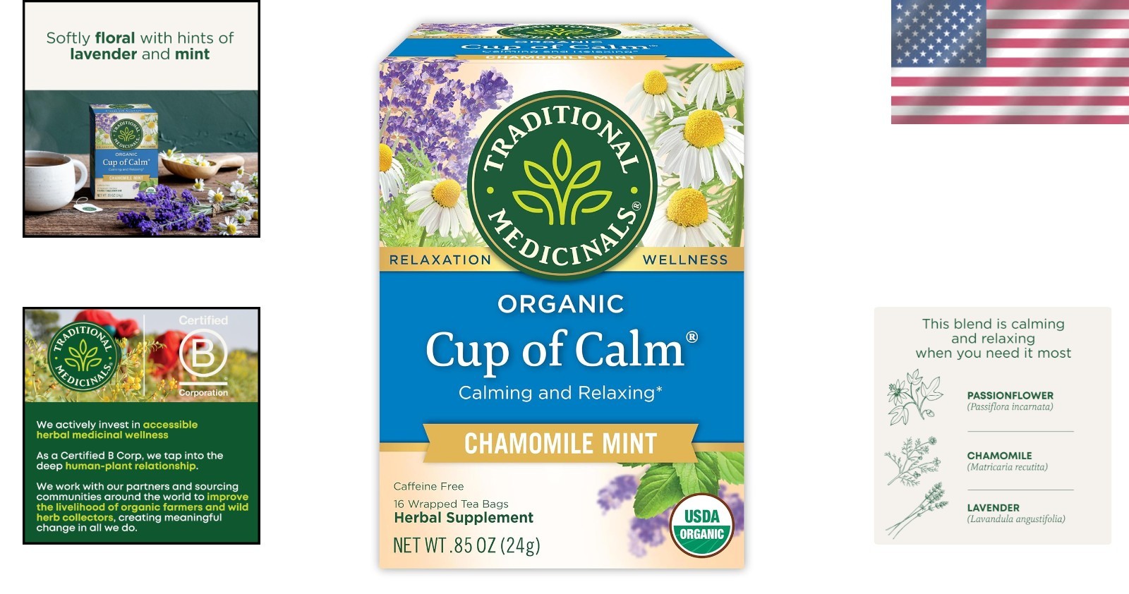 Relaxing Organic Chamomile Mint Tea – Perfect for Calm Evenings, 16 Bags