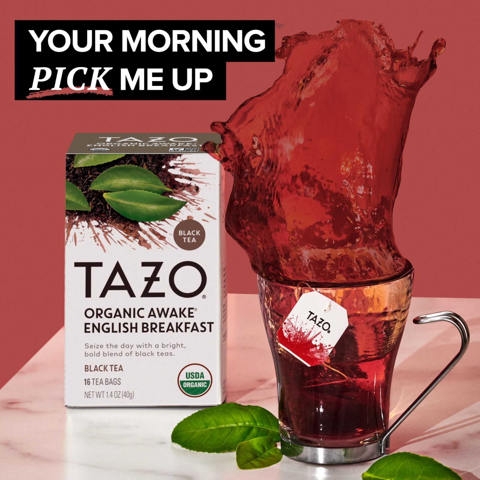 TAZO Organic Awake English Breakfast Black Tea Bags, Bold Traditional Breakfa…