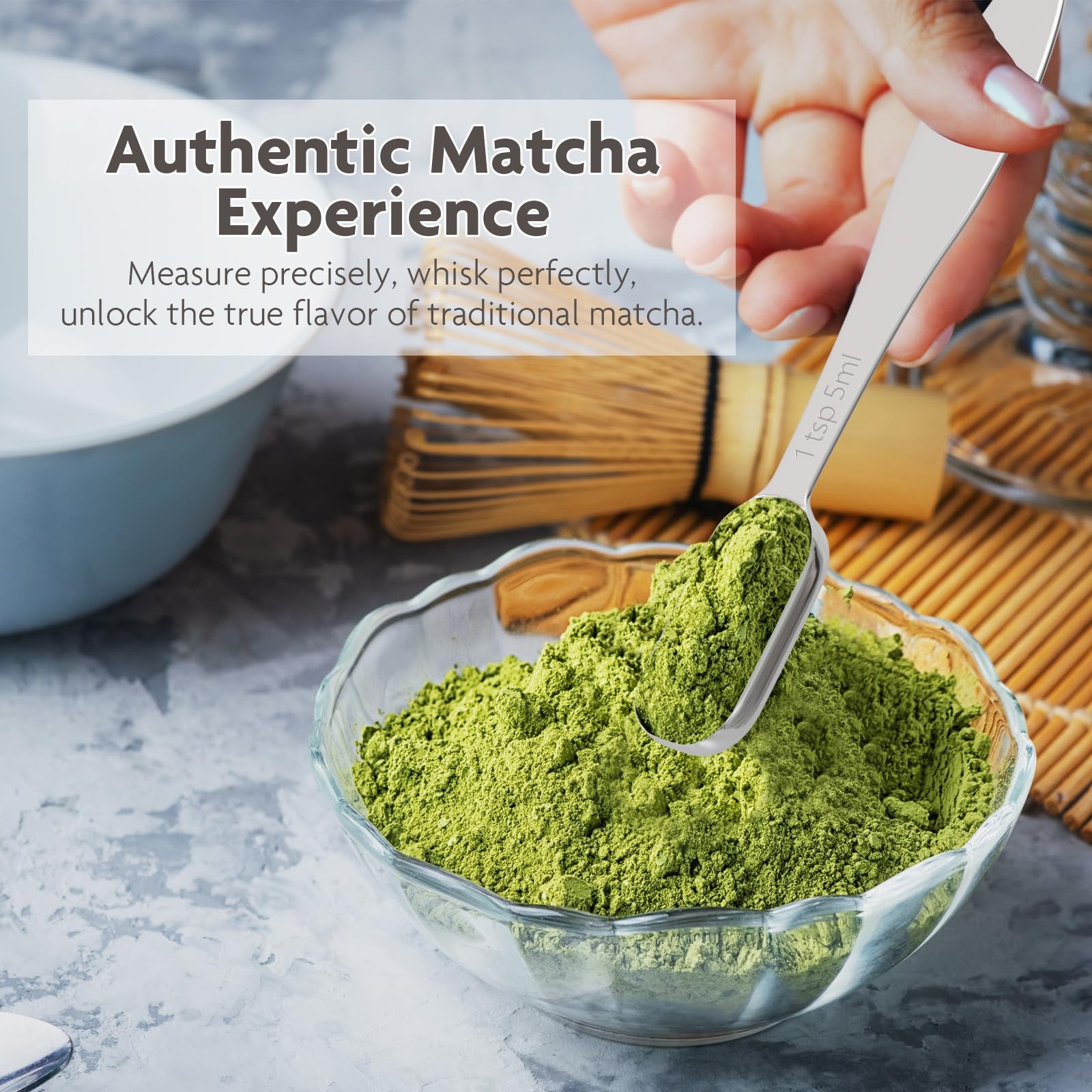 TREMENDRY 1g (1/2tsp|2.5ml) Matcha Scoop, Stainless Steel 1g(2.5ml), Silver