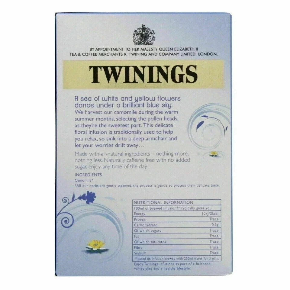 Twining’s Calming Camomile 20 Teabags Caffeine Free Free Shipping World Wide