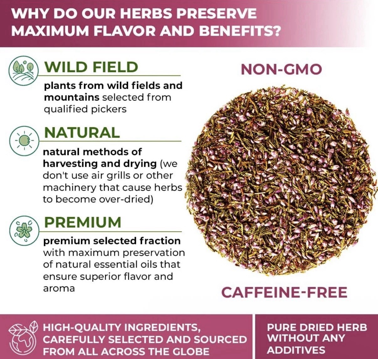 Dried Heather Flowers & Leaves Herbal Tea 4 oz Calluna vulgaris 113g