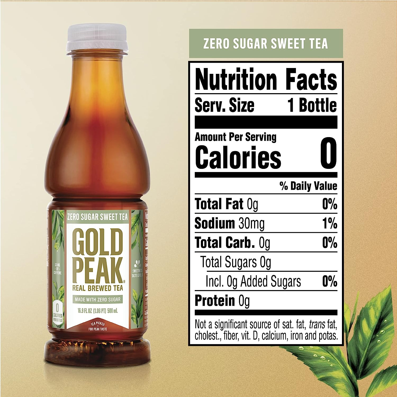 Gold Peak Zero Sugar Diet Iced Tea Drink, 16.9 Fl Oz, 6 Pack
