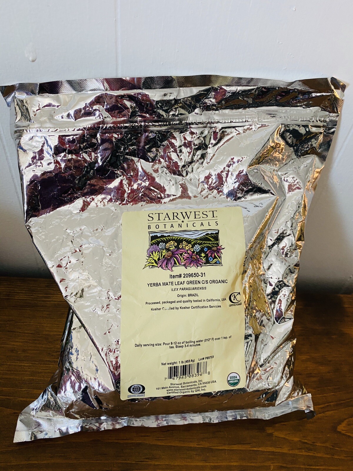 Starwest Botanicals Organic Green Yerba Mate’ 1-pound Bag NEW SEALED