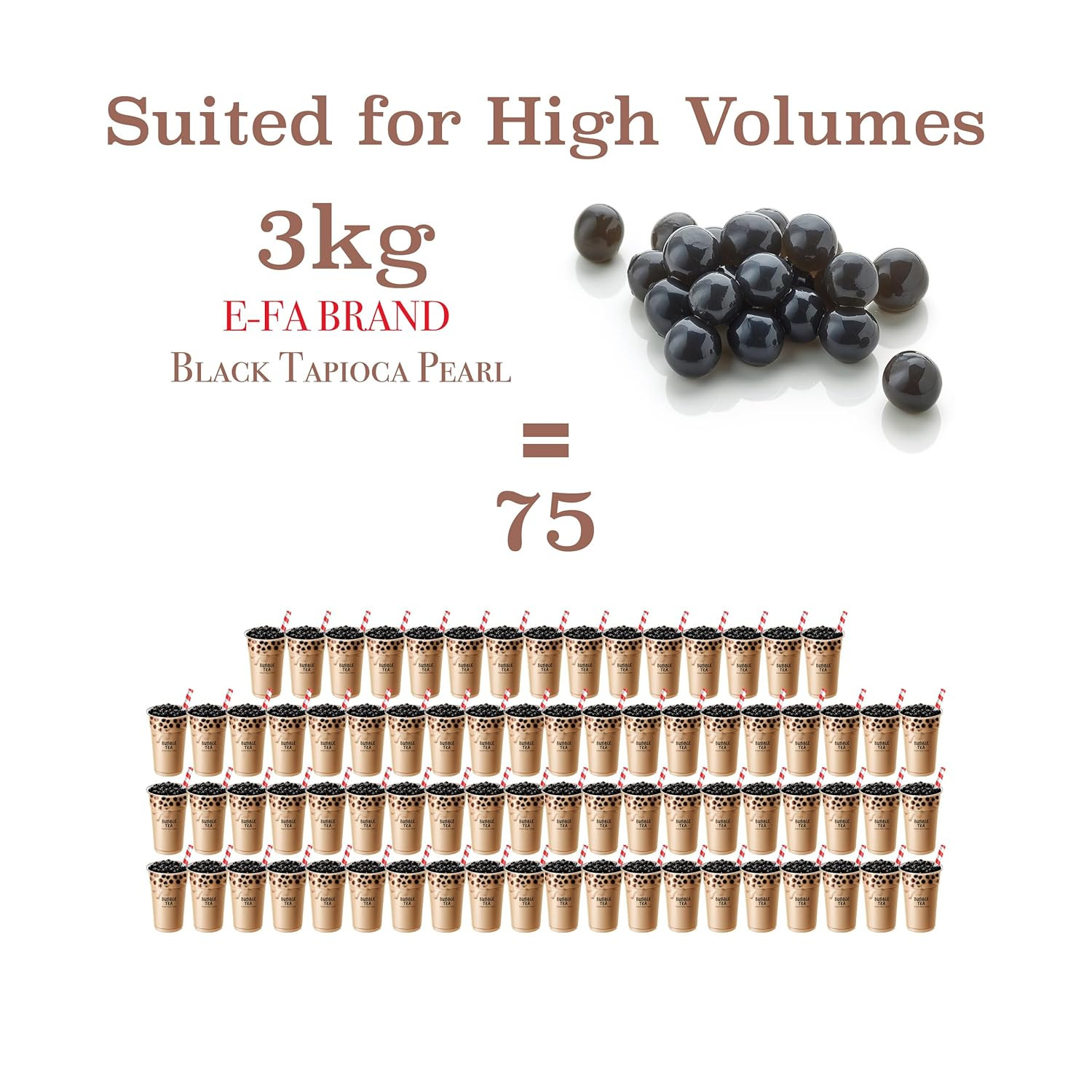 E-FA BRAND Black Tapioca Pearls (Boba), Quick Cook Tapioca Pearls for Bubble Tea