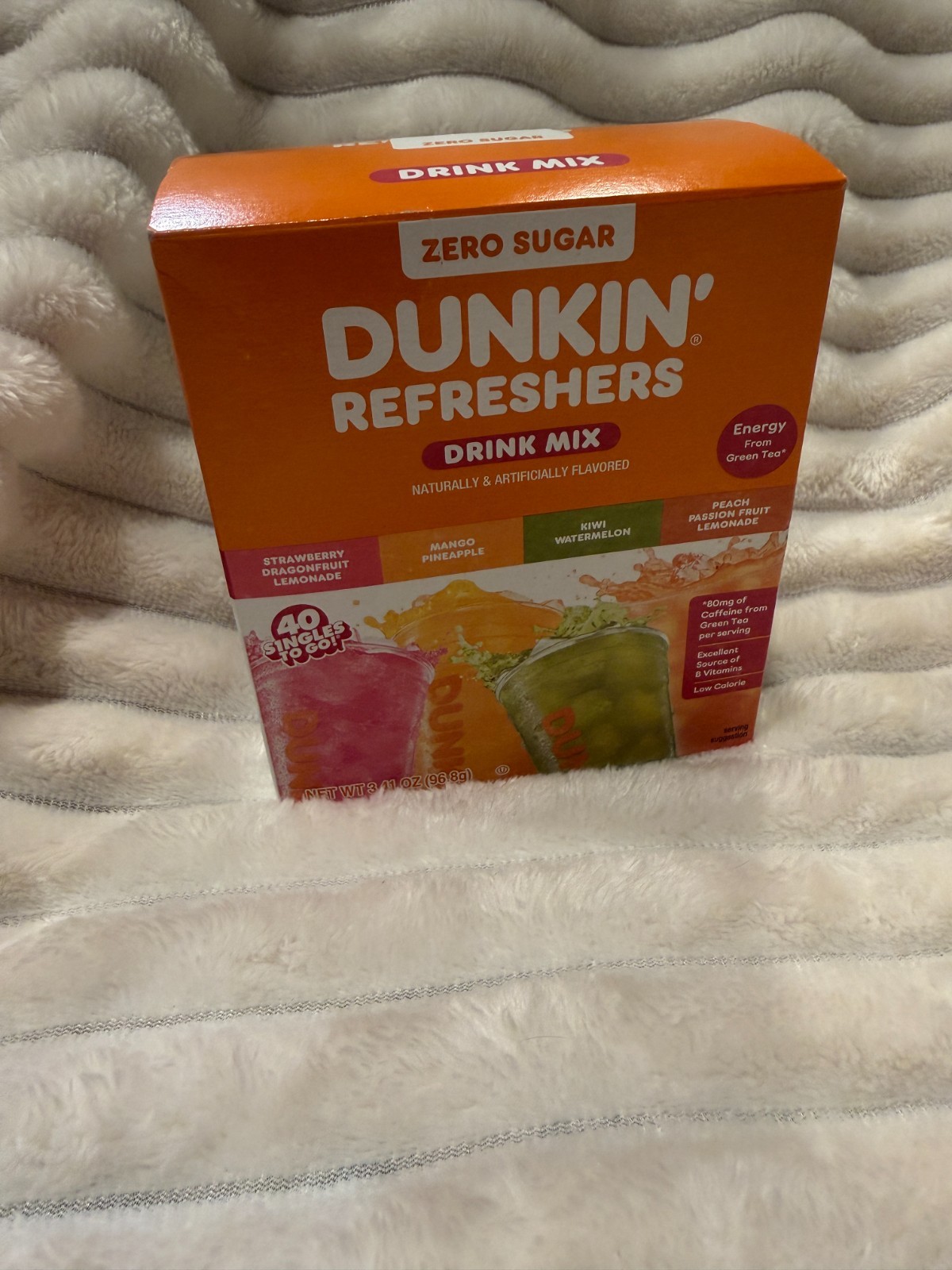 Dunkin Zero Sugar Refreshers 40Ct Singles To Go Variety Pack Green Tea Drink Mix