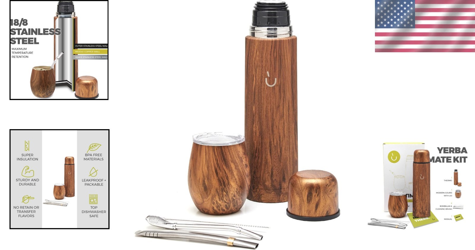 Luxury Yerba Mate Gourd Tea Set with Thermal Flask & Sustainable Accessories