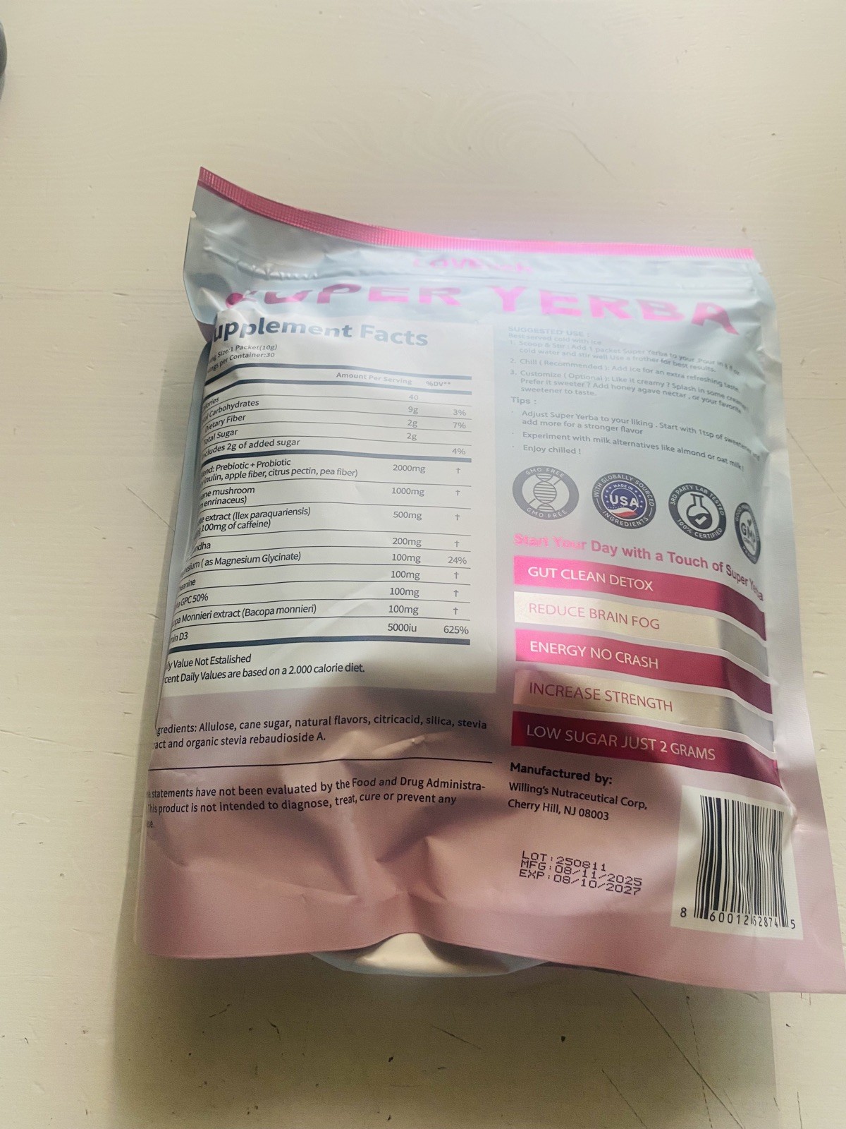Zooone Super Yerba Instant Powder- Raspberry Lemonade –30 Servings