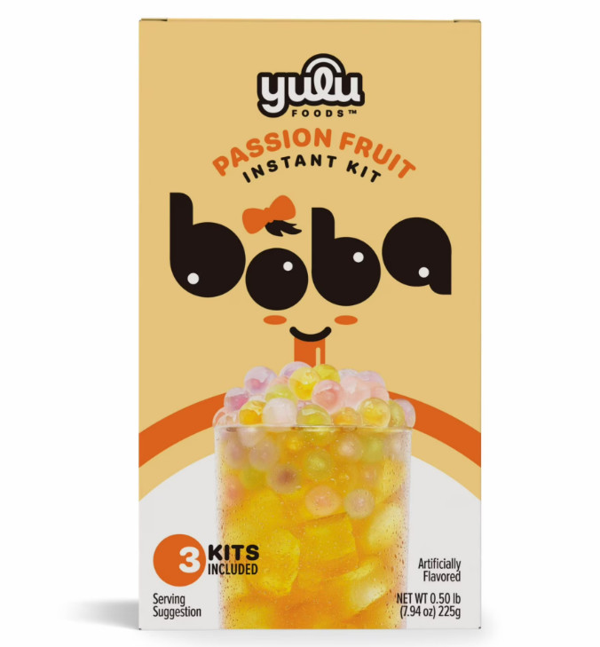 Yulu Foods Instant Boba Passion Fruit, Bubble Tea Kit, 3 Drinks