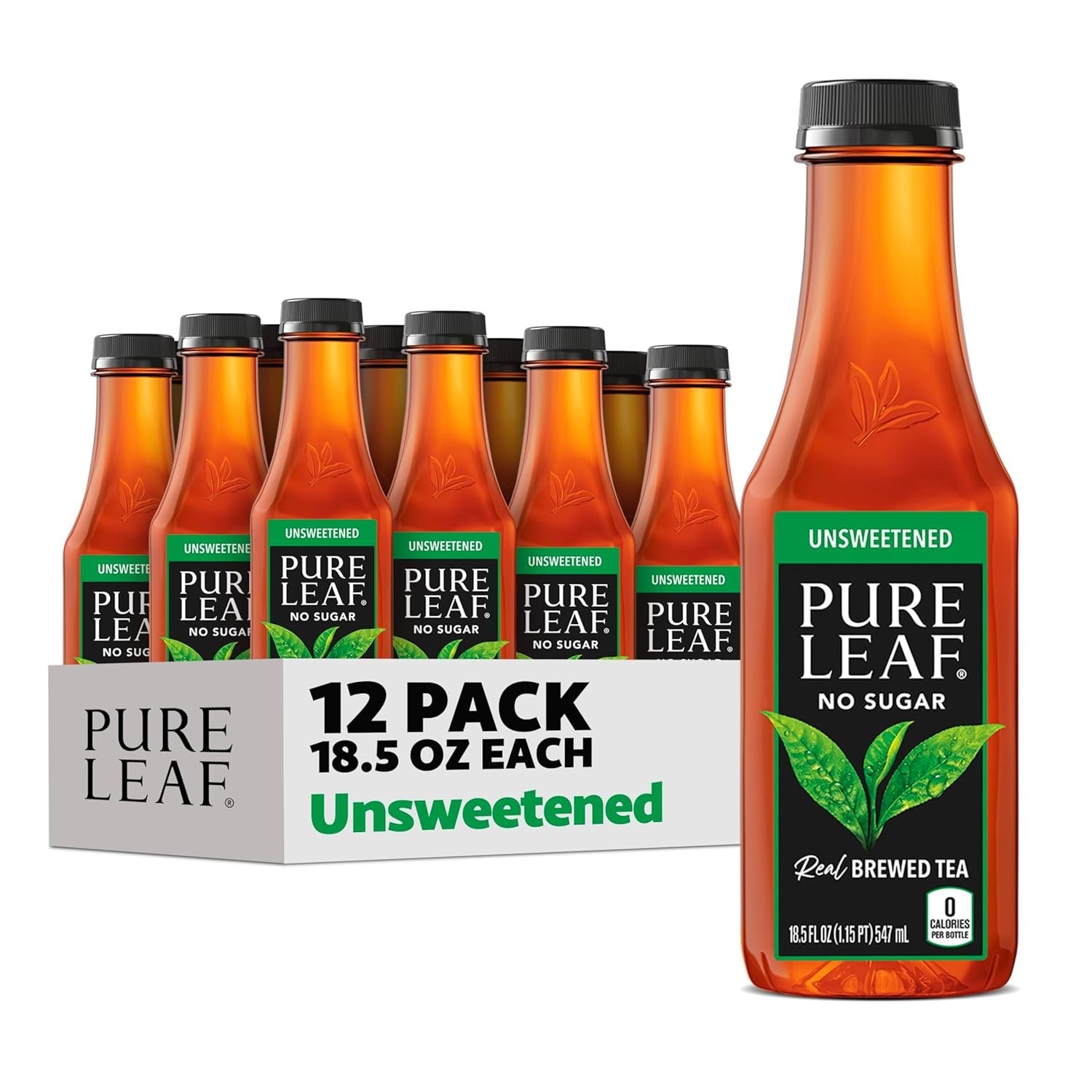 Pure Leaf Unsweetened Iced Tea – Zero Calories & Sugar, Pack of 12 Bottles