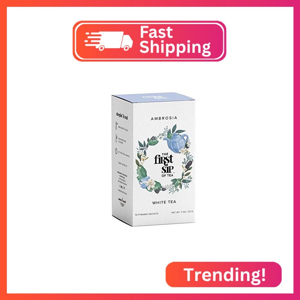 Ambrosia White Tea, Pyramid Sachet Tea Bags, Pai Mu Tan Fruity, Low-Caffeine, An