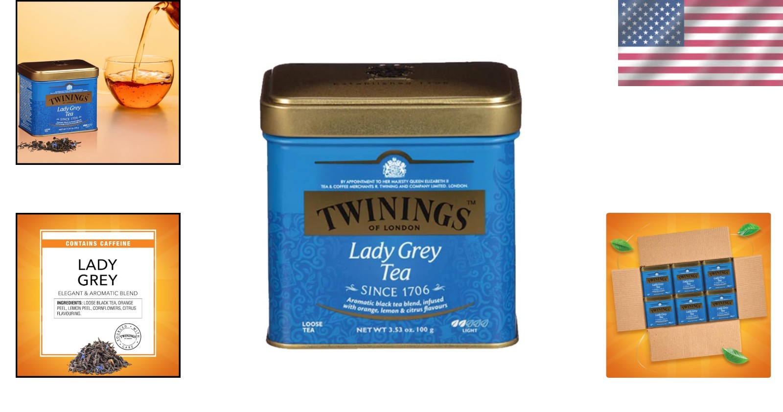 Value Pack Lady Grey Loose Black Tea 6x 3.53oz Tins, Citrus Infused, Caffeinated