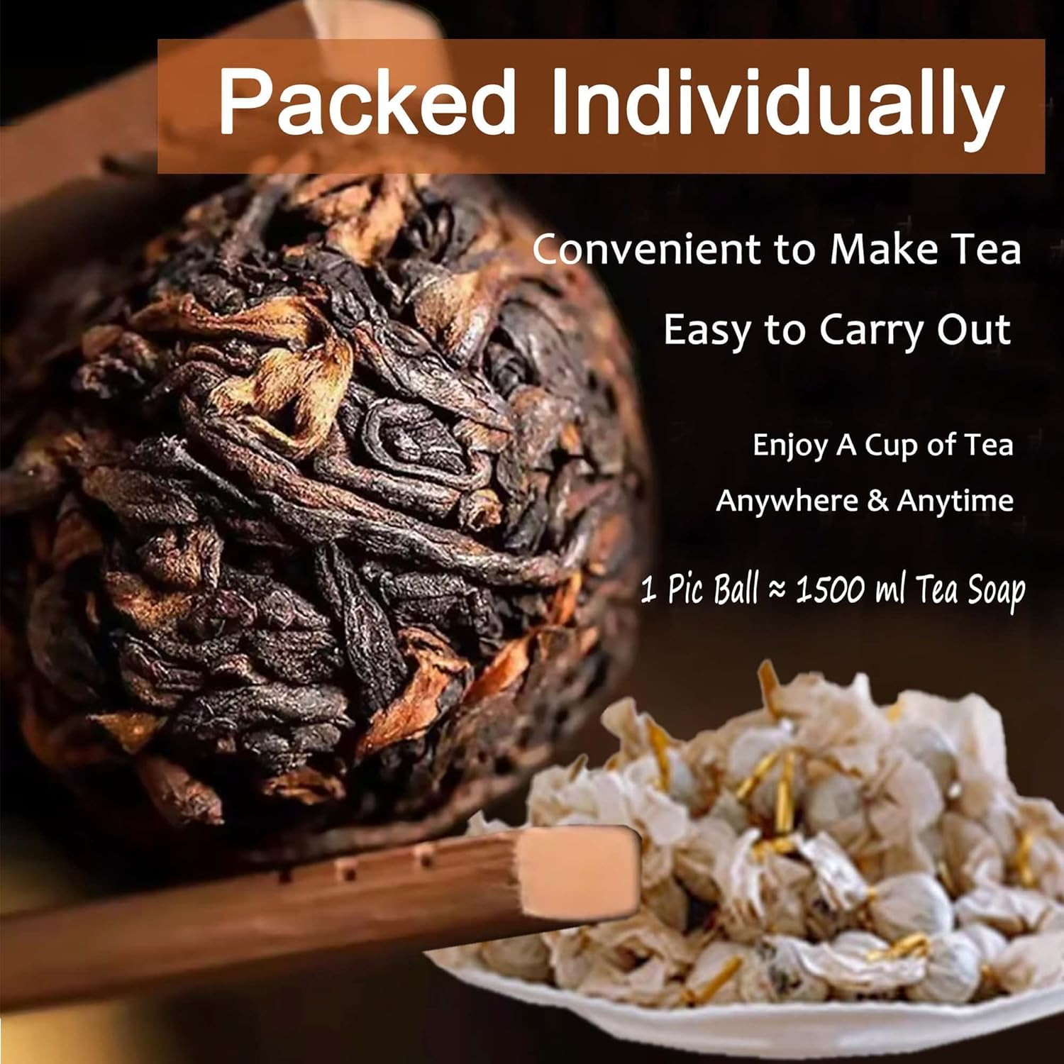 Chinese Puerh Tea, Black Tea, 5 Years Aged Fully Fermented Red Tea, 30 Count Bal