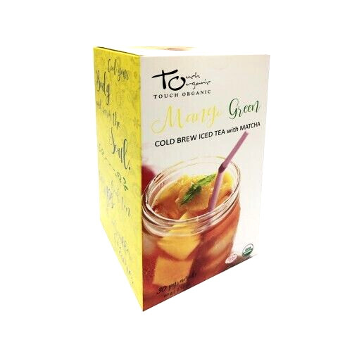 ICED TEA Cold Brew MANGO GREEN Tea w/ Matcha 30 Bags 2.12 oz by Touch Organic