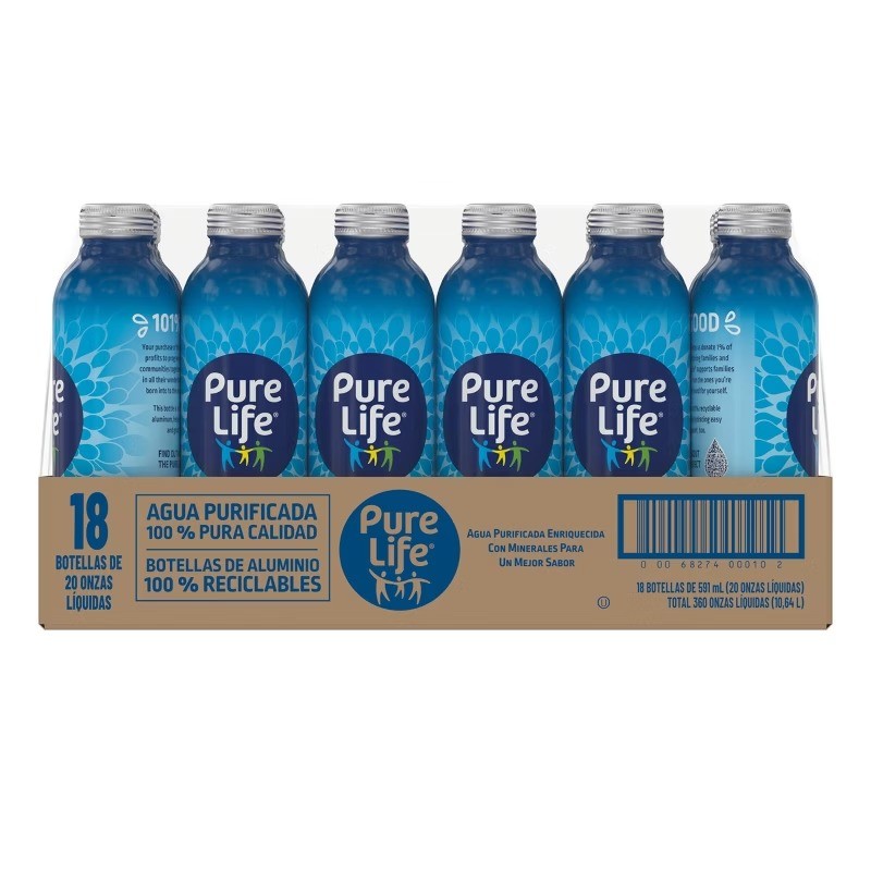 Purified Water – 18 Pack/20 Fl Oz Aluminum Bottles
