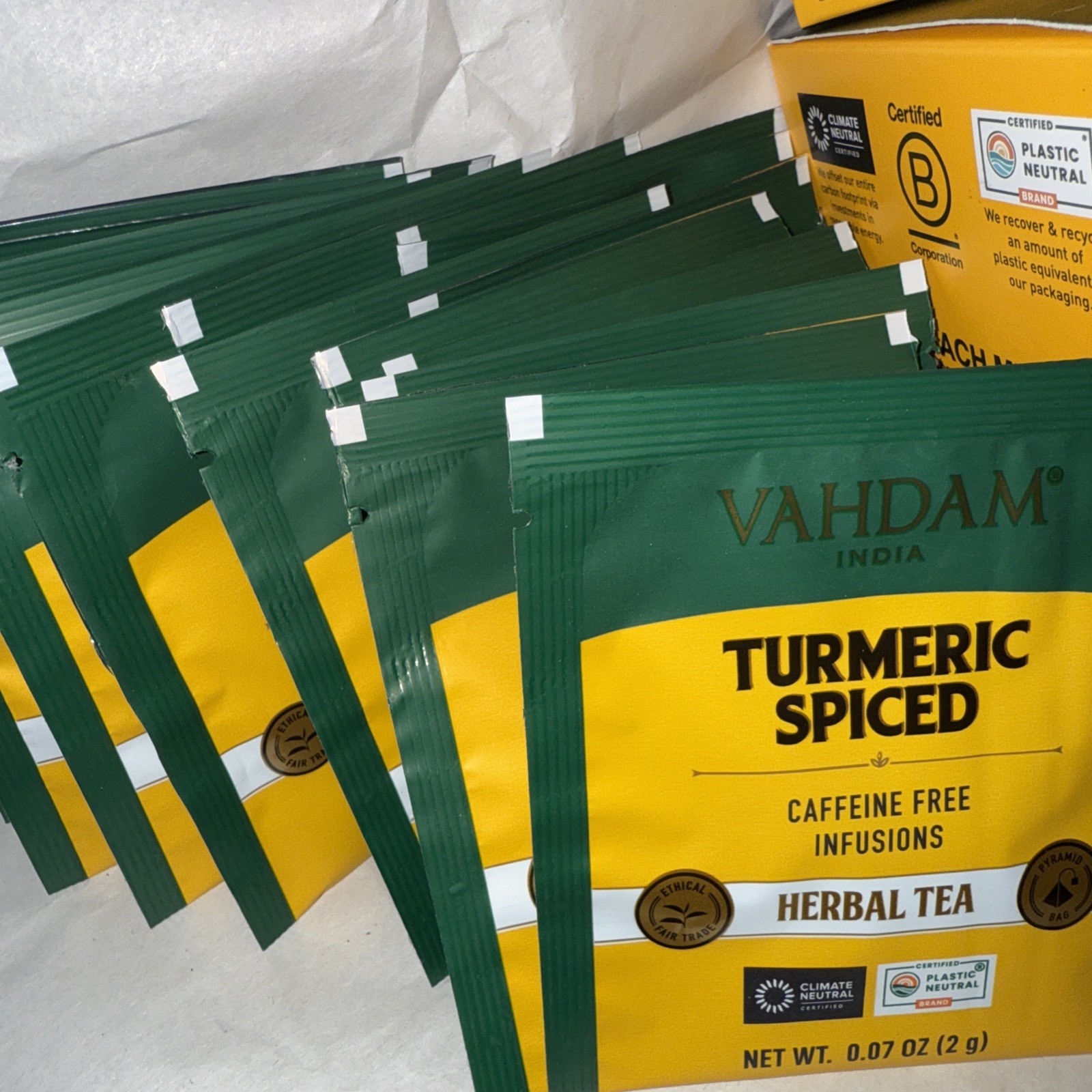 VAHDAM 🇮🇳TURMERIC SPICED🫖 ORGANIC Caffeine Free Tea 75 Infusion Bags-04/2027