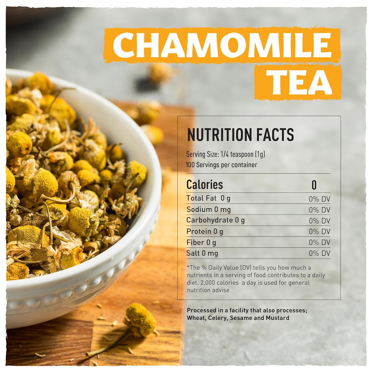 Chamomile Flowers Loose Dried, 3.5Oz, Dried Chamomile Tea Loose Leaf, Flor De Ma