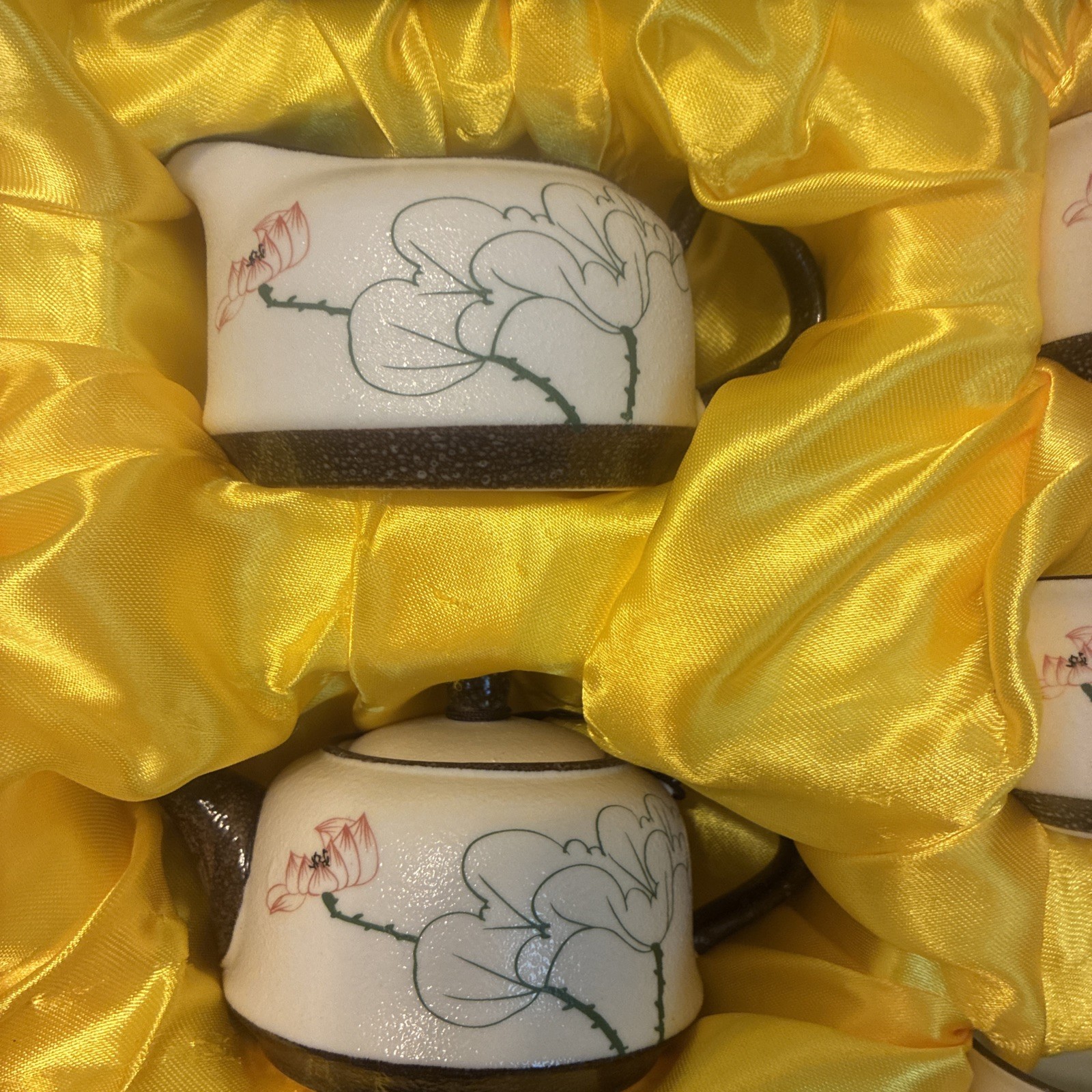 Vintage Chinese Porcelain Tea Set Hand Painted In Original Box