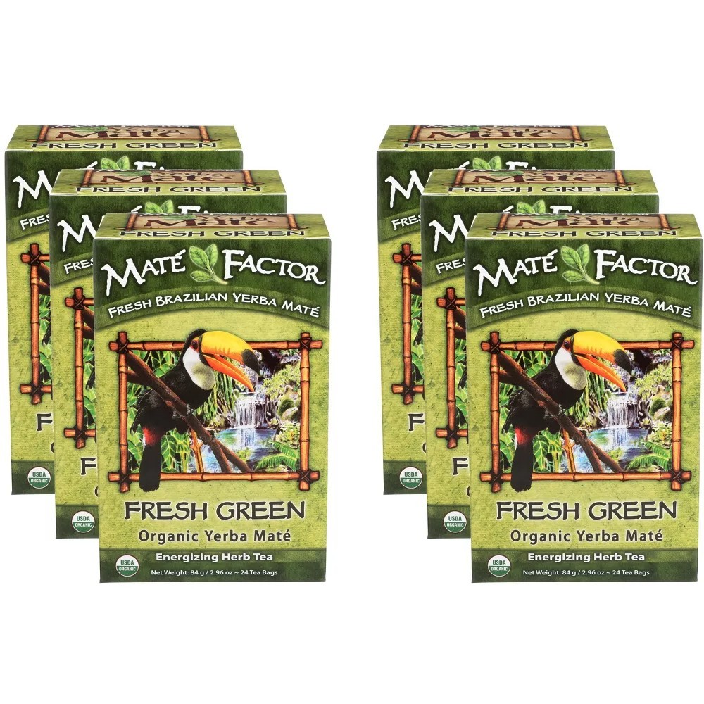 Case of 6 – Mate Factor Fresh Green Organic Yerba Mate – 6 Pack x 24 Bags