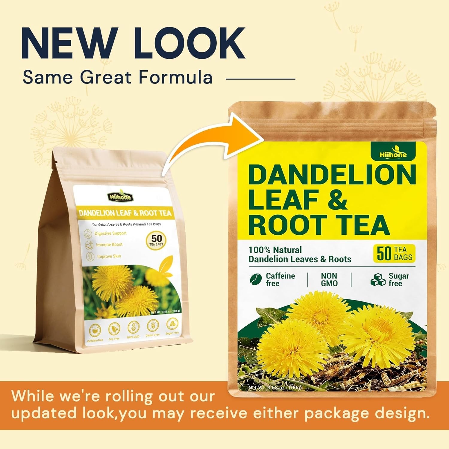 – Dandelion Leaf & Root Tea Bags, 50 Teabags – Natural Dandelion Herbal Tea for
