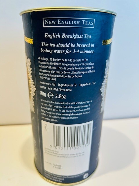 NEW ENGLISH TEAS- KING CHARLES III English Breakfast *Tea 40 Bags* Exp 12/2025