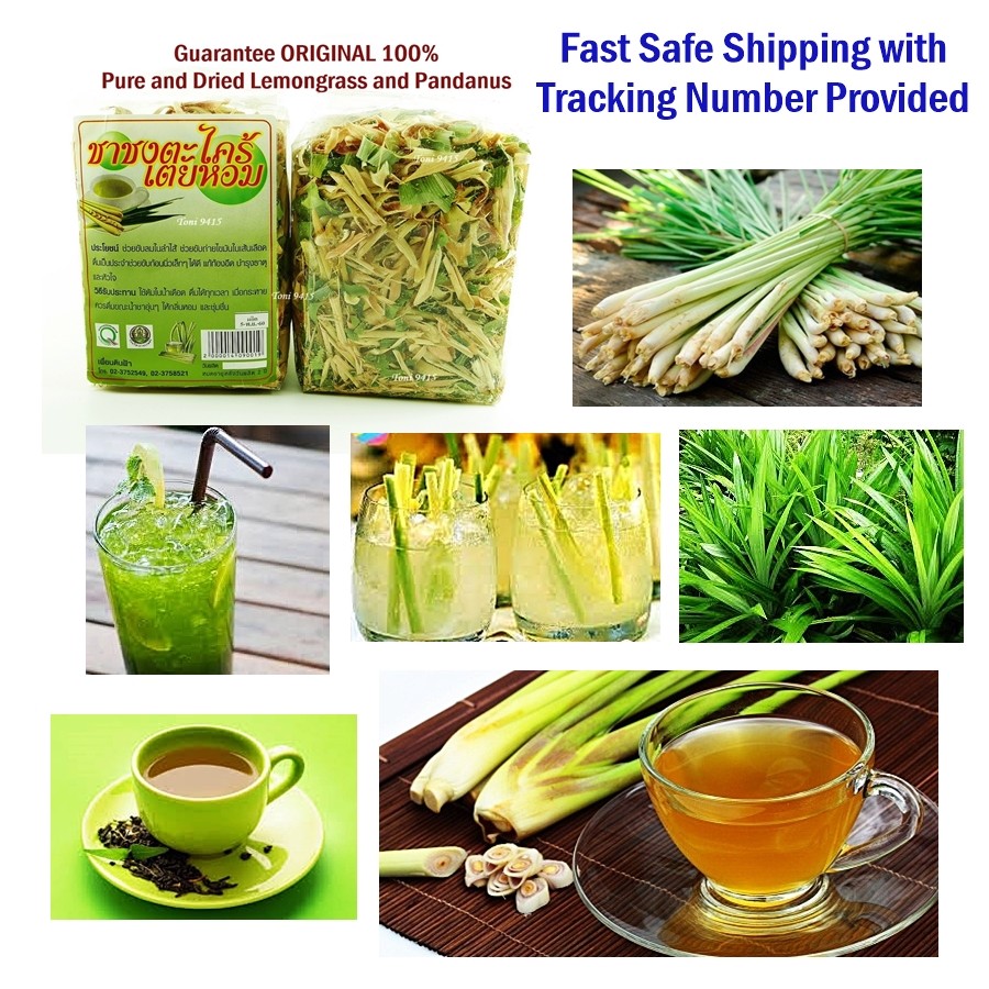 PURE 100% BEST Organic Dried Healthy Lemongrass Pandanus Thai Natural Leaf Tea