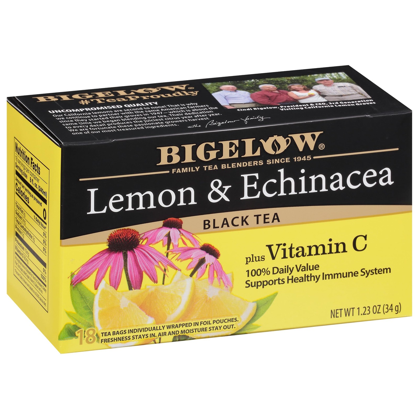 BigelowTea Lemon and Echinacea Black Tea 18ct No Size, Color
