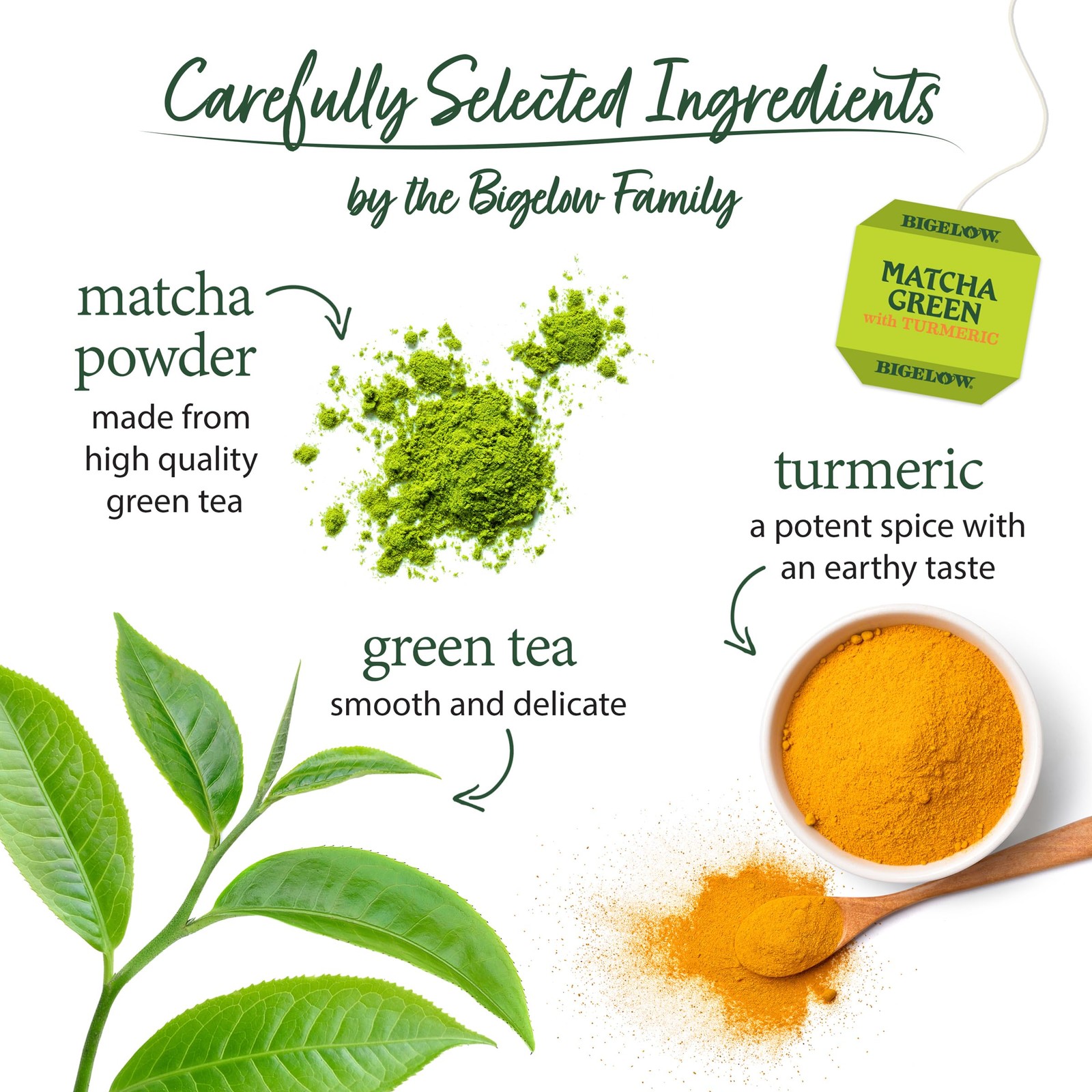 6 Pack Matcha Green Tea, Turmeric, Caffeinated, 18 Count Box, 108 Total Bags