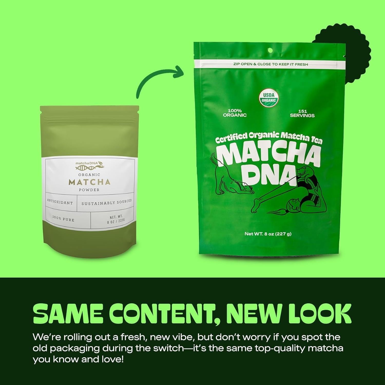 MATCHA DNA Certified Organic Matcha Green Tea Powder 8 oz BAG