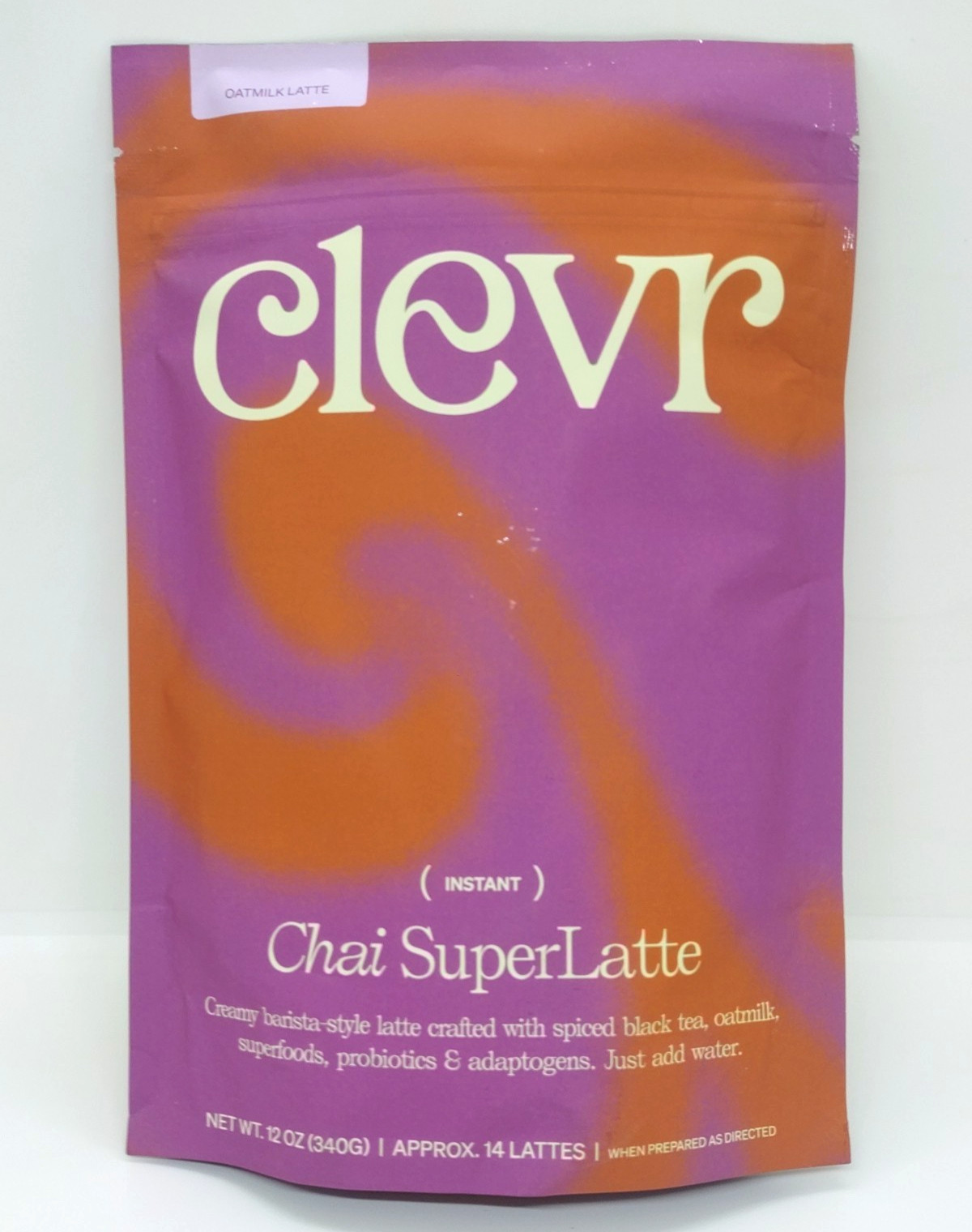 Clevr Chai SuperLatte – Instant Oat Milk Latte with Probiotics – 12 oz
